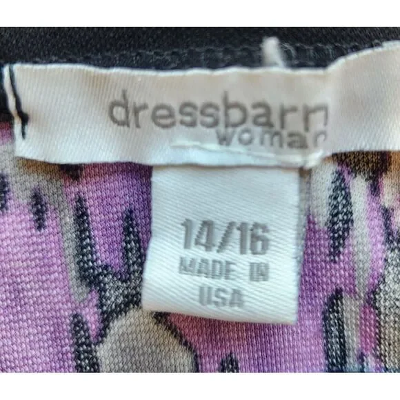 Dressbarn Women's Size 14/16 Purple Black Polyester Geometric Sleeveless Top - Picture 2 of 7
